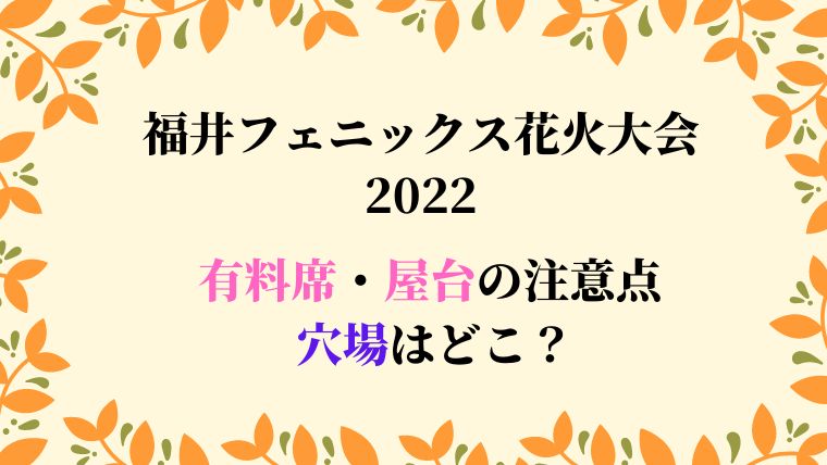 福井フェニックス花火大会22有料席や屋台の注意点 穴場は ひだまりの声